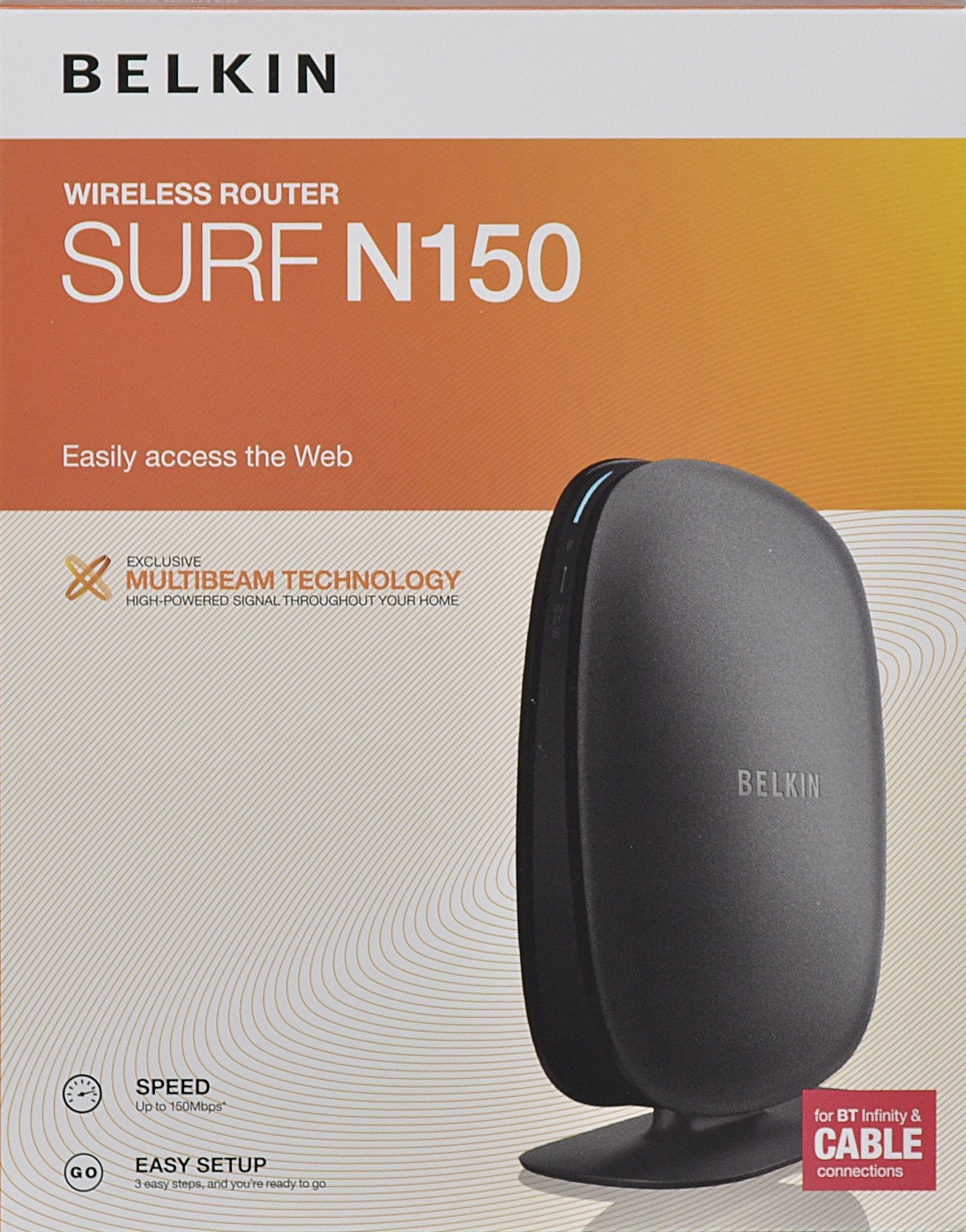 Belkin N150 Wireless/Wi Fi N Router with MultiBeam Technology, IEEE 802.11 b/g/n